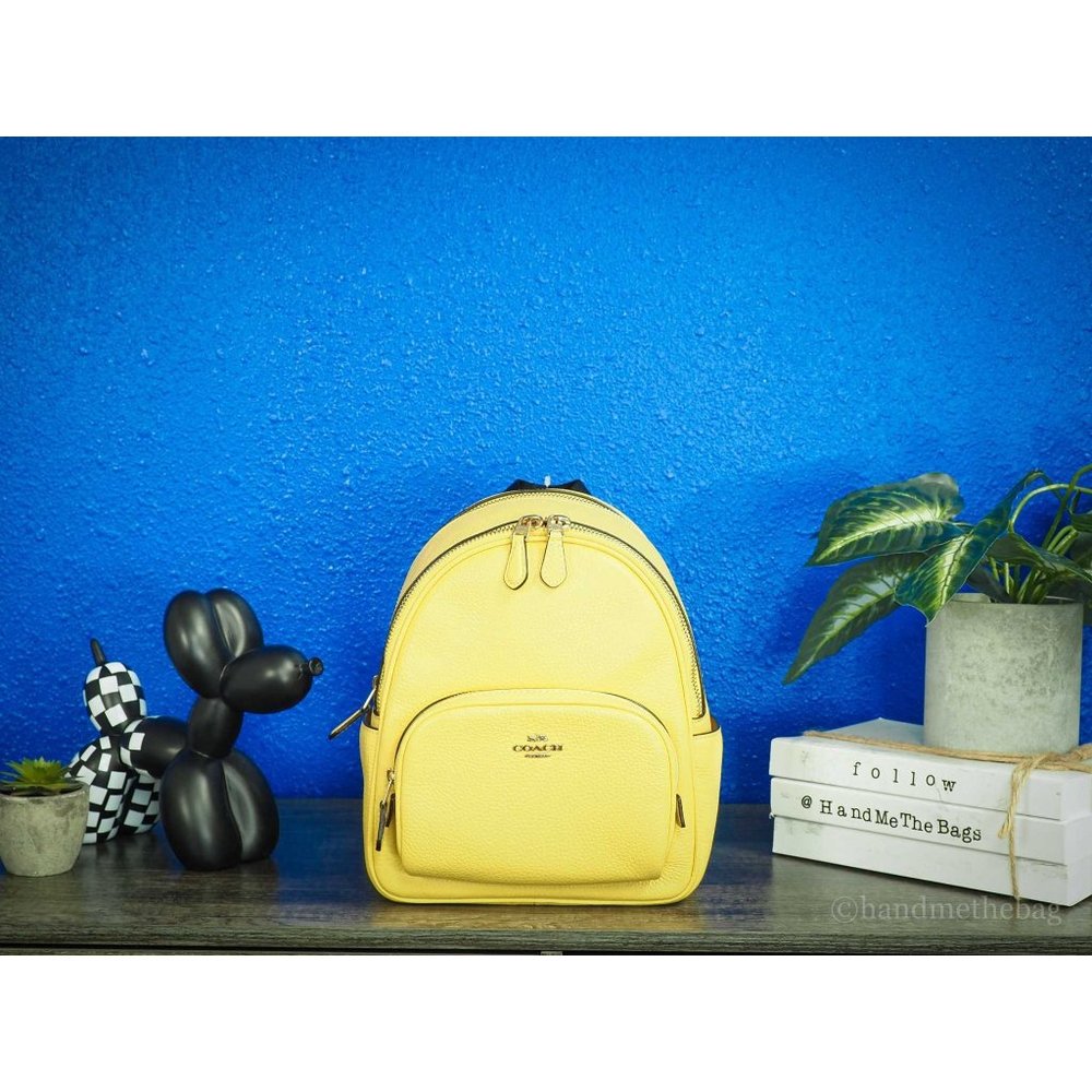 NWT Coach Mini Court Backpack Retro Yellow Pebbled Leather Shoulder Bag NEW - Picture 5 of 11